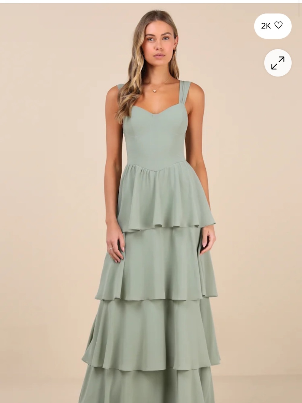 Lulus Carlynda Sage Brush Tiered Bustier Maxi Dress Size XL